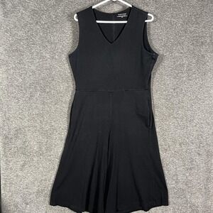Eileen Fisher Jumpsuit Womens‎ Medium Black V Neck Sleeveless Wide Leg Pockets